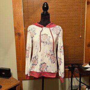 Womens Shein Pink and White Floral Hoodie Size XS